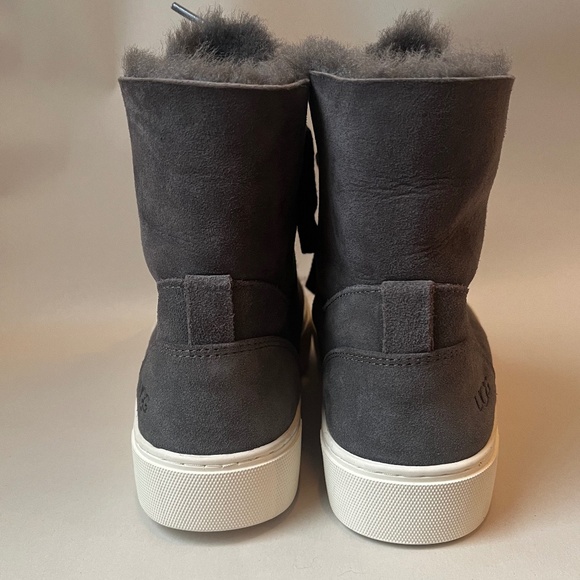 NEW UGG Beven Genuine Shearling High Top Gray Winter Fur Sheepskin Sneaker Shoes - Picture 8 of 12